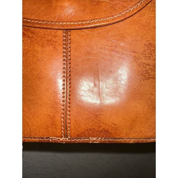 Tano Crunch Leather Crossbody Bag Brown Flap Vintage Minimalist Unisex - Picture 3 of 9